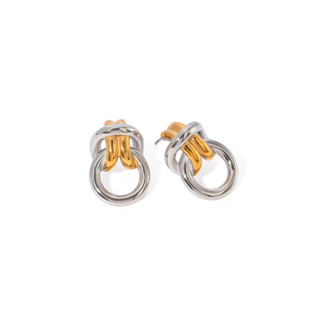 Rhea Link Stud Earrings - 18k Gold Plated Non Tarnish