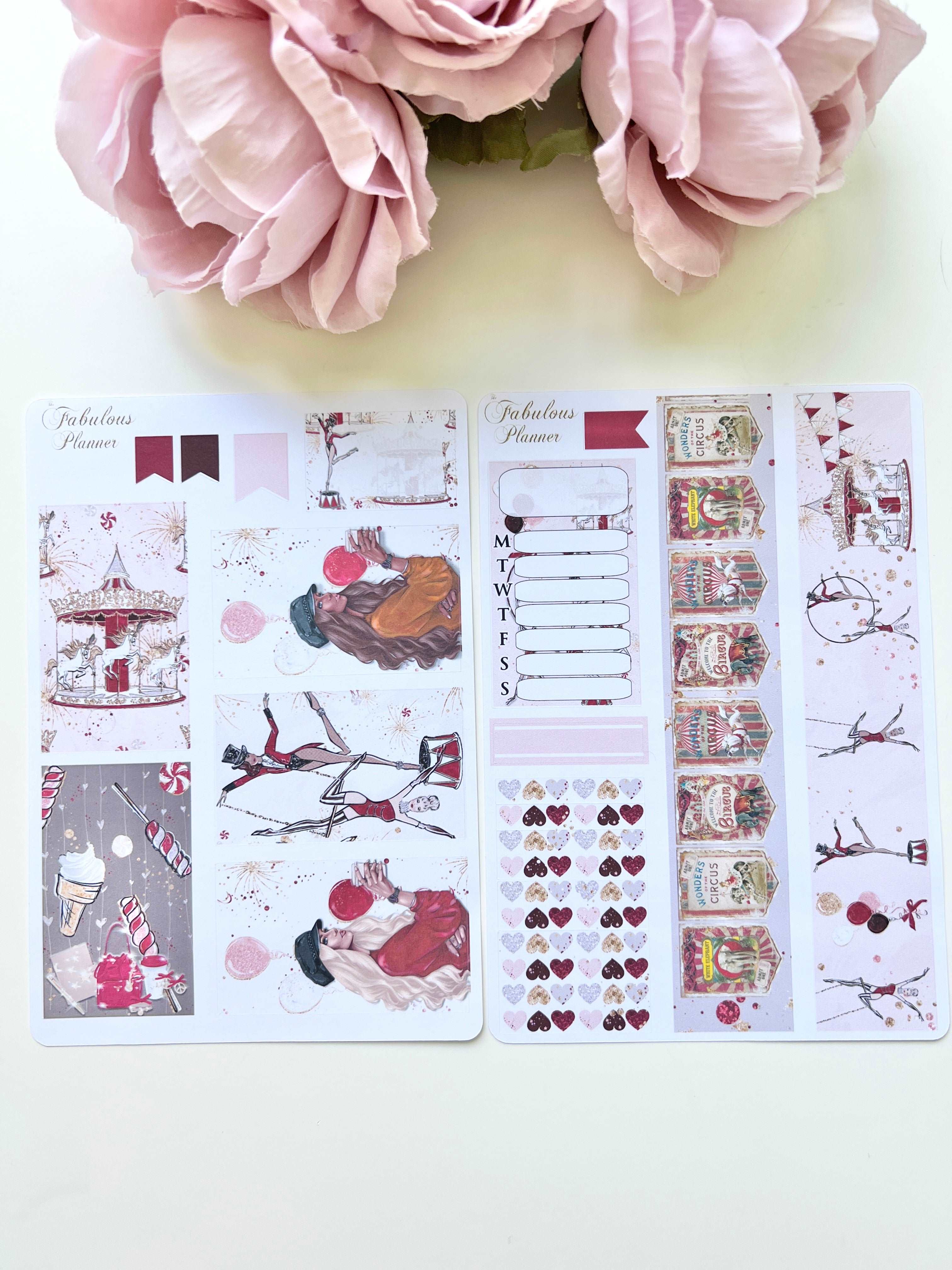 4 Sheets - Red Circus Stickers Kit