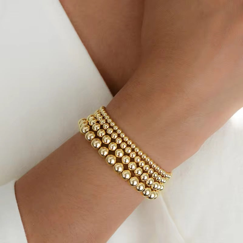 Gold Beaded Bracelet Water Resistant Non Tarnish