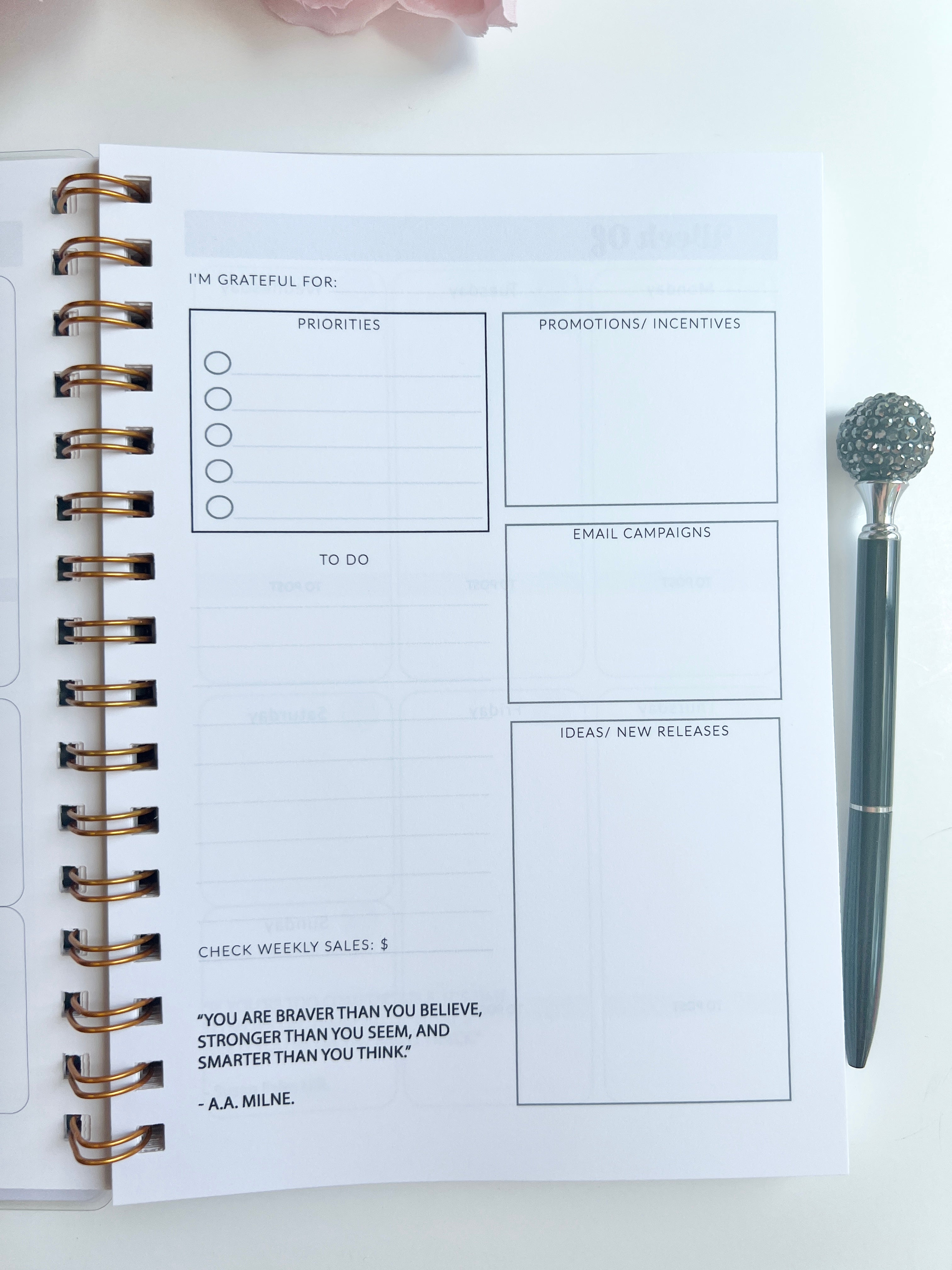 Floral Level Up Business Planner A5 Size - Undated