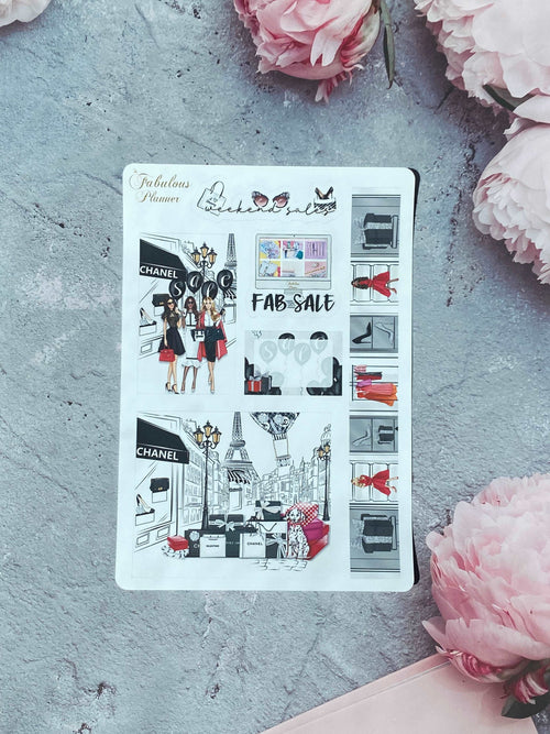 4 Sheets - Shopping is my Cardio Planner Stickers Kit